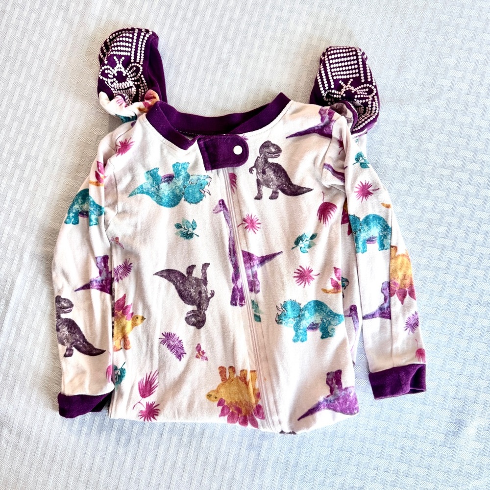 Burt’s Bees Baby Dinosaur Zip Sleeper Footed Pajamas 18M Organic Cotton